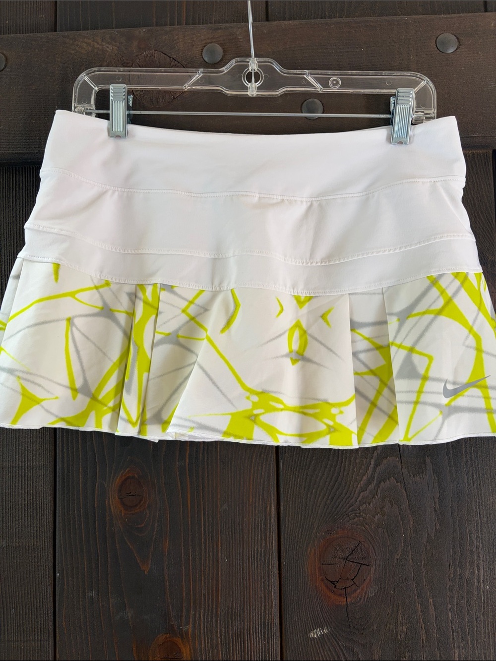 Nike White Skirt with Neon Yellow Abstract Print